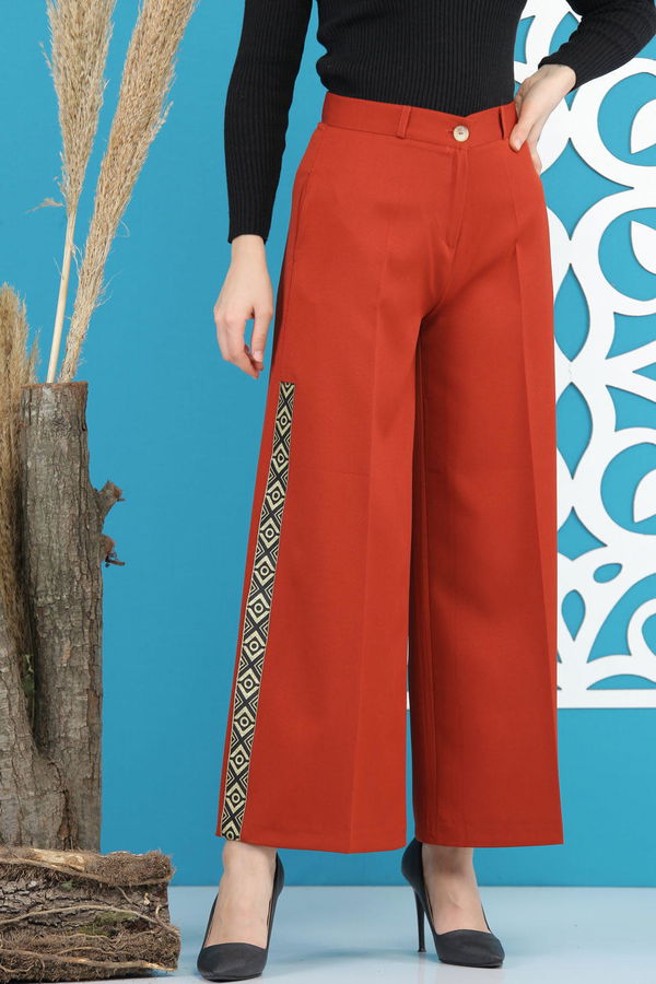 Şeritli Pantolon Kiremit - 7766 Kiremit - 7766