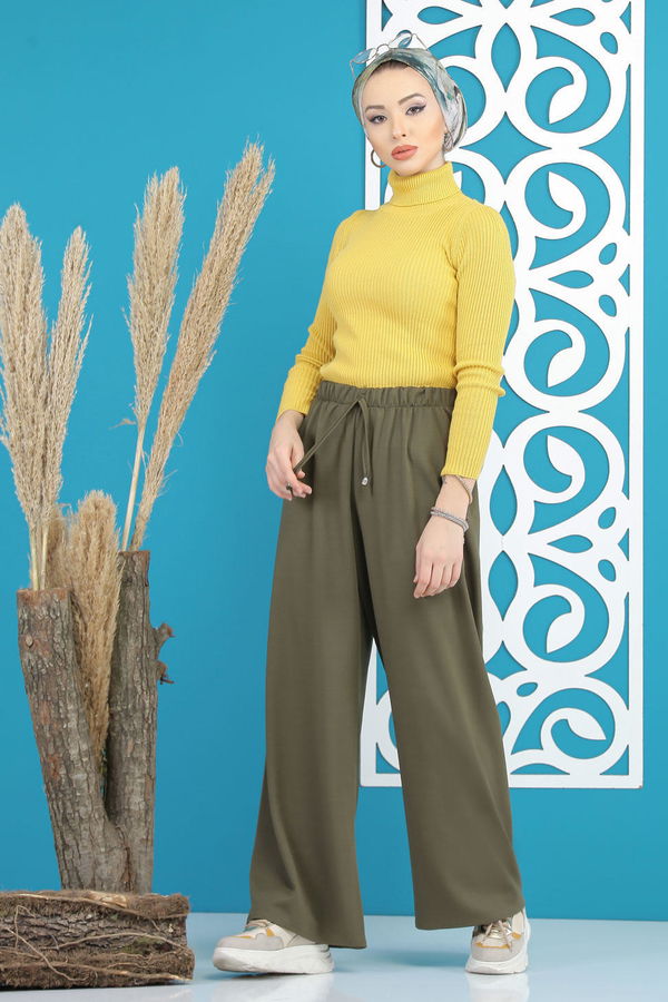 Petek Bol Paça Pantolon Haki - 02 7669 Haki - 7669