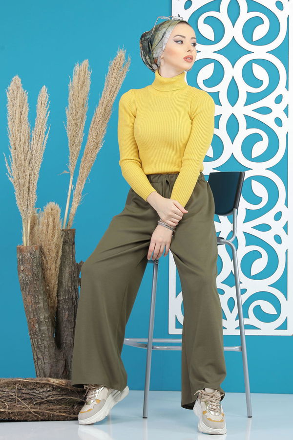 Petek Bol Paça Pantolon Haki - 02 7669 Haki - 7669