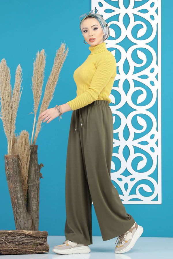 Petek Bol Paça Pantolon Haki - 02 7669 Haki - 7669