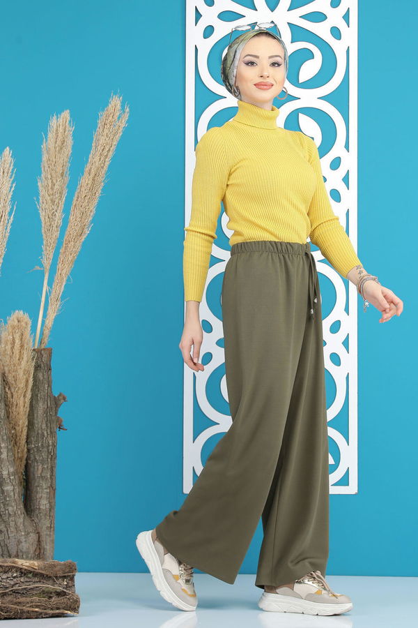 Petek Bol Paça Pantolon Haki - 02 7669 Haki - 7669