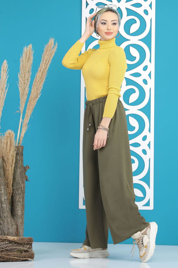 Petek Bol Paça Pantolon Haki - 02 7669 Haki - 7669