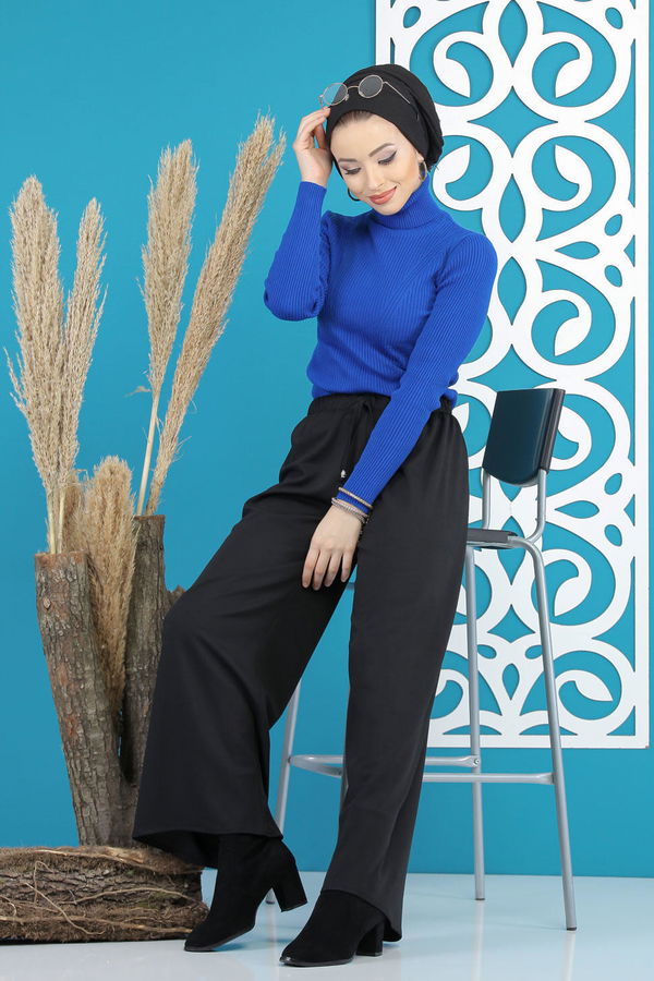 Petek Bol Paça Pantolon Siyah - 02 7669 Siyah - 7669 SİYAH
