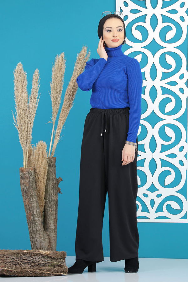 Petek Bol Paça Pantolon Siyah - 02 7669 Siyah - 7669 SİYAH