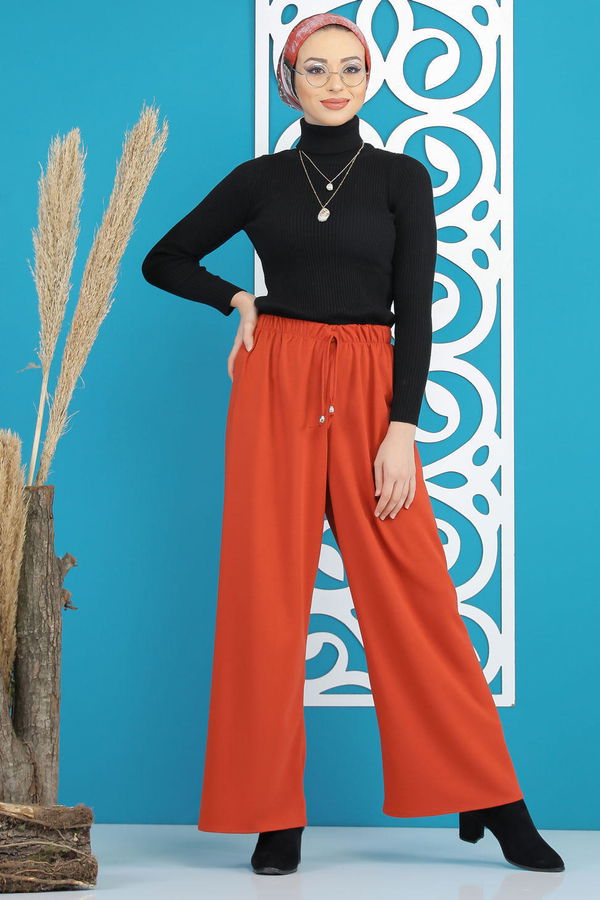 Petek Bol Paça Pantolon Kiremit - 02 7669 Kiremit - 7669 KİREMİT