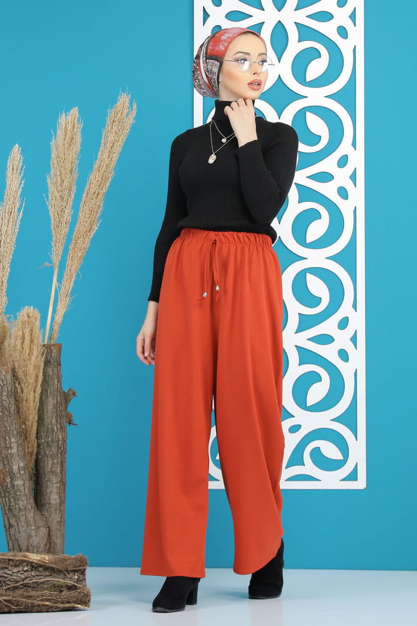 Petek Bol Paça Pantolon Kiremit - 02 7669 Kiremit - 7669 KİREMİT