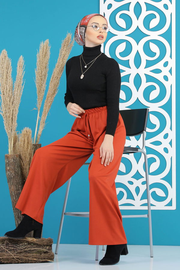 Petek Bol Paça Pantolon Kiremit - 02 7669 Kiremit - 7669 KİREMİT