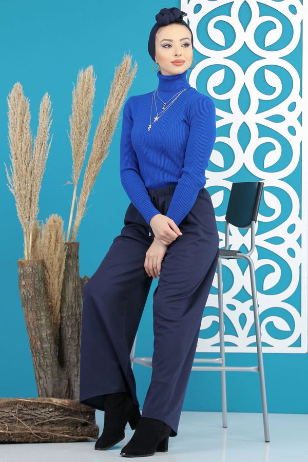 Petek Bol Paça Pantolon Lacivert - 02 7669 Lacivert - 7669 LACİVERT