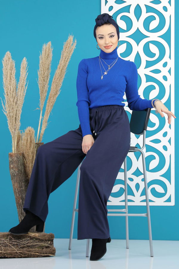 Petek Bol Paça Pantolon Lacivert - 02 7669 Lacivert - 7669 LACİVERT