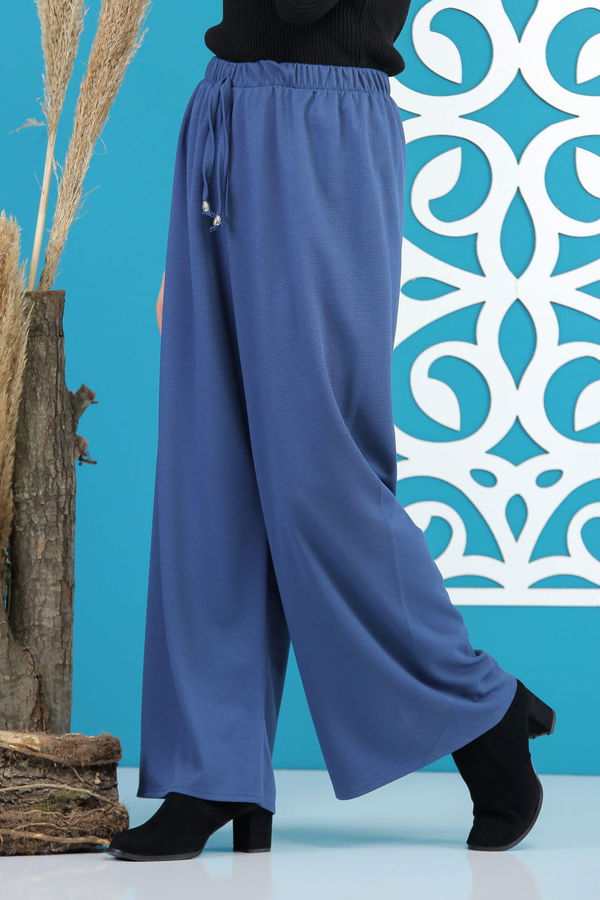 Petek Bol Paça Pantolon Saks - 02 7669 Mavi - 7669 MAVİ