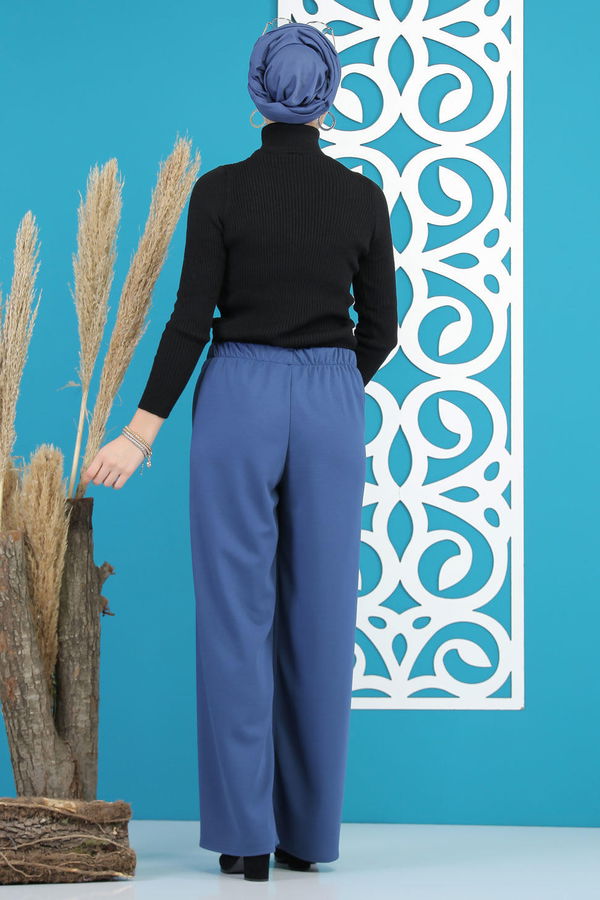 Petek Bol Paça Pantolon Saks - 02 7669 Mavi - 7669 MAVİ