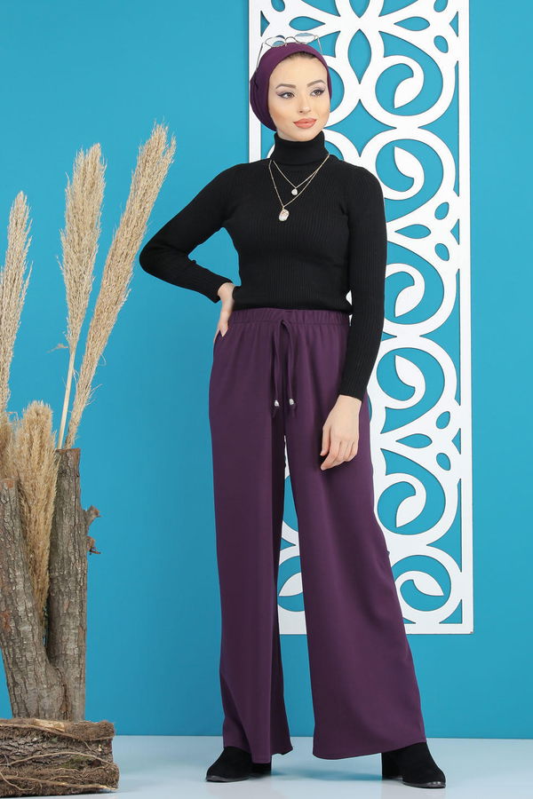 Petek Bol Paça Pantolon Mor - 02 7669 Mor - 7669