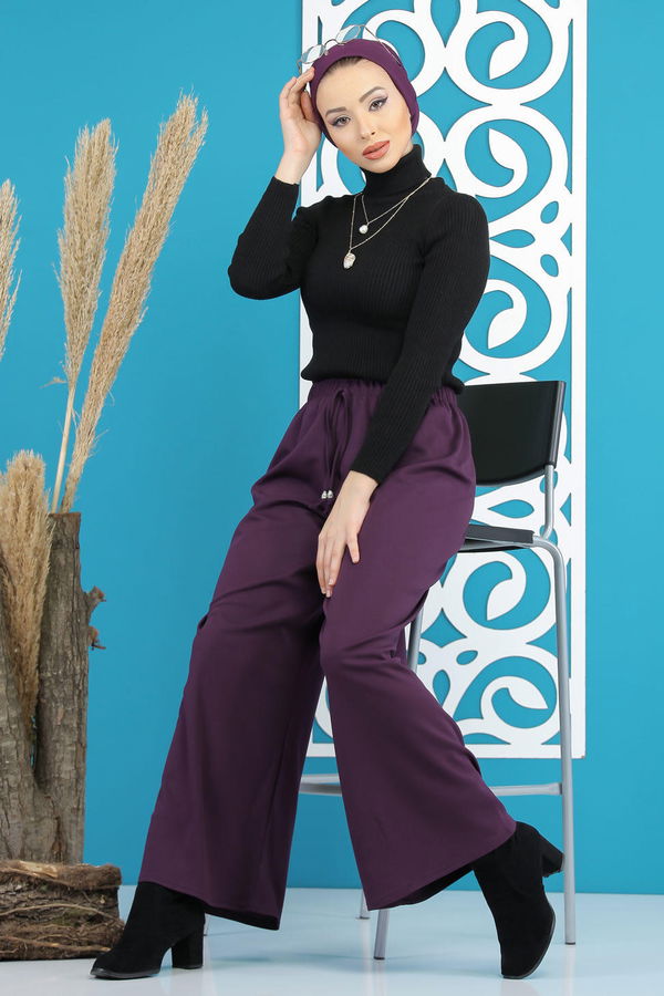 Petek Bol Paça Pantolon Mor - 02 7669 Mor - 7669