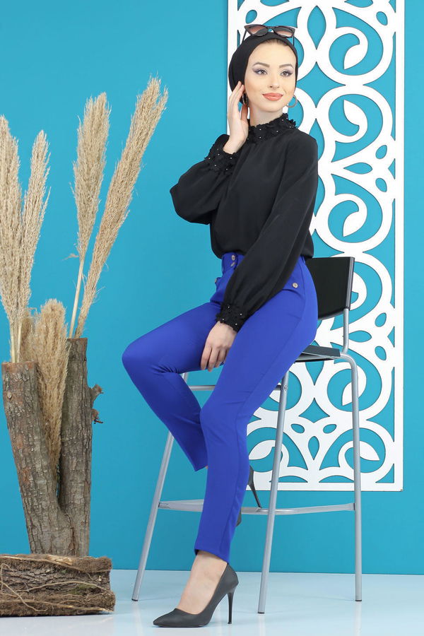 Klasik Pantolon Saks - 02 7603 Mavi - 7603 MAVİ