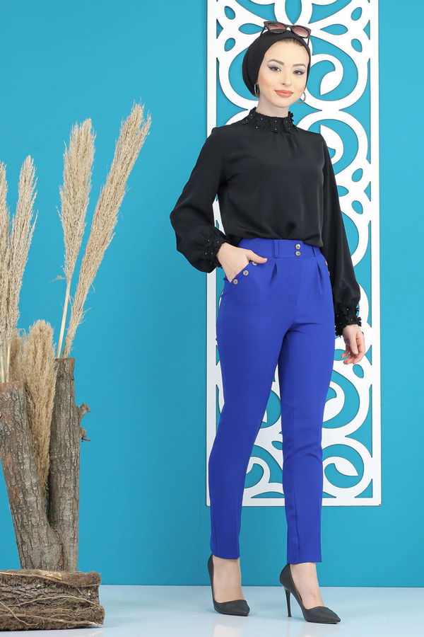 Klasik Pantolon Saks - 02 7603 Mavi - 7603 MAVİ