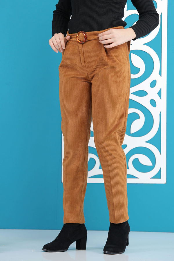 Kadife Pantolon Kemer Taba - 7859 Taba - 7859