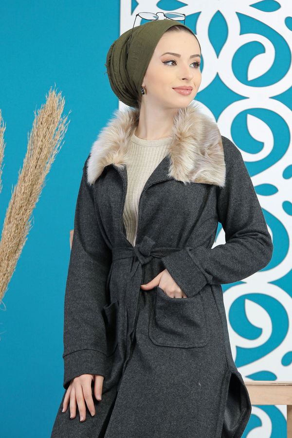 Kürklü Hırka Haki  Haki - 7896 HAKİ