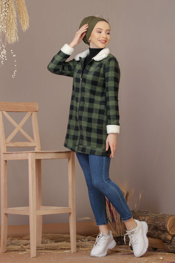 Ekose Polar Hırka Haki  Haki - 7927 HAKİ