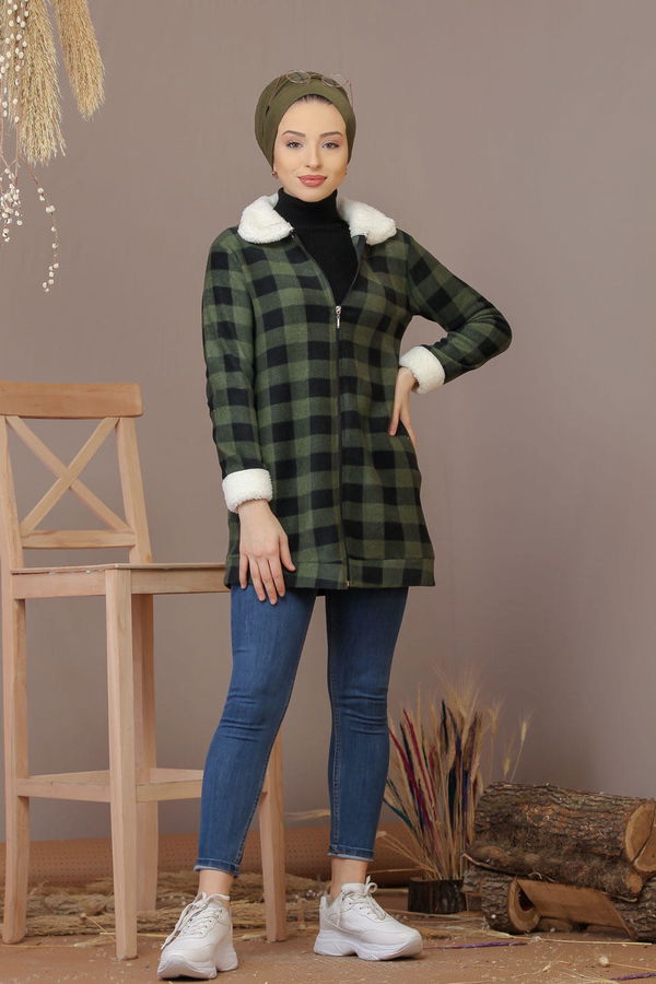 Ekose Polar Hırka Haki  Haki - 7927 HAKİ