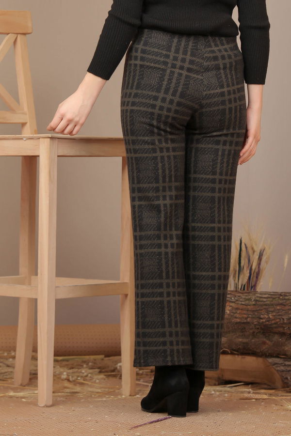 Kuşaklı Ekose Pantolon Haki - 7924 Haki - 7924