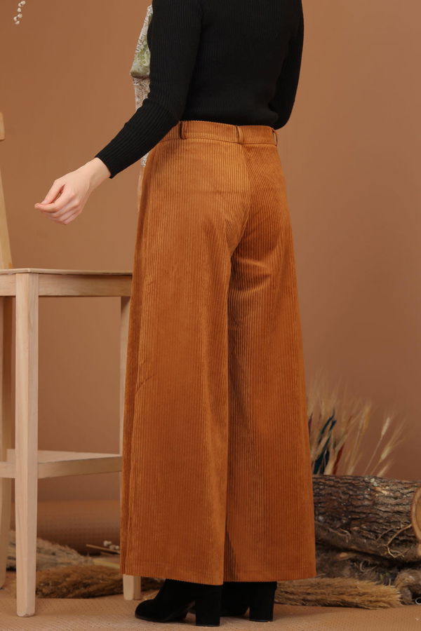 Dügme Detay Kadife Pantolon Taba - 7948 Taba - 7948 TABA