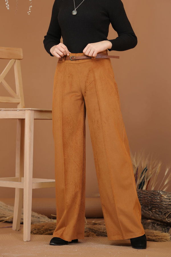 Kadife Pantolon Kemer Camel - 7947 Taba - 7947 TABA