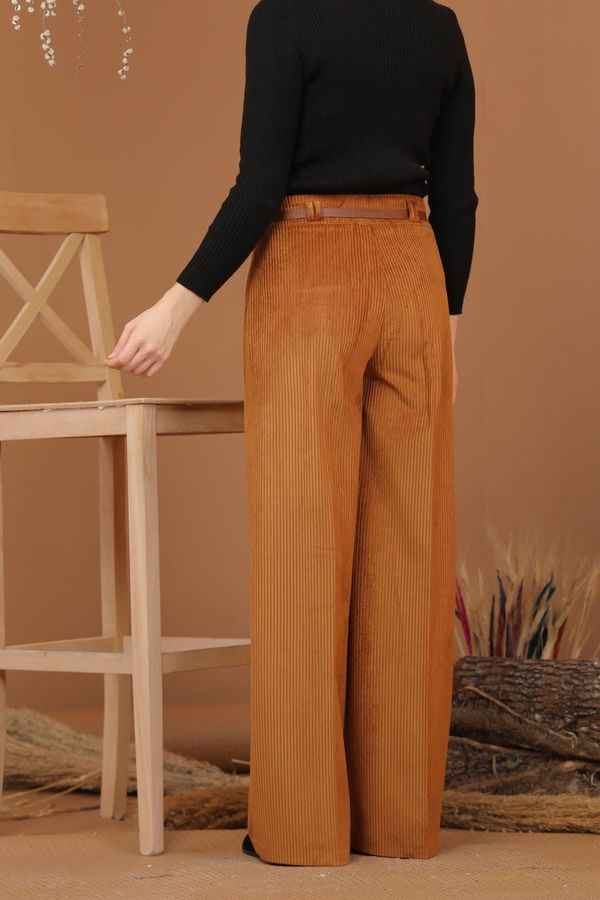 Kadife Pantolon Kemer Camel - 7947 Taba - 7947 TABA