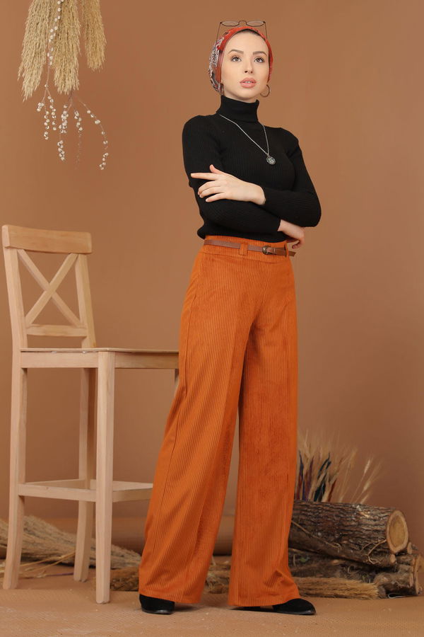 Kadife Pantolon Kemer Kiremit - 7947 Kiremit - 7947 KİREMİT
