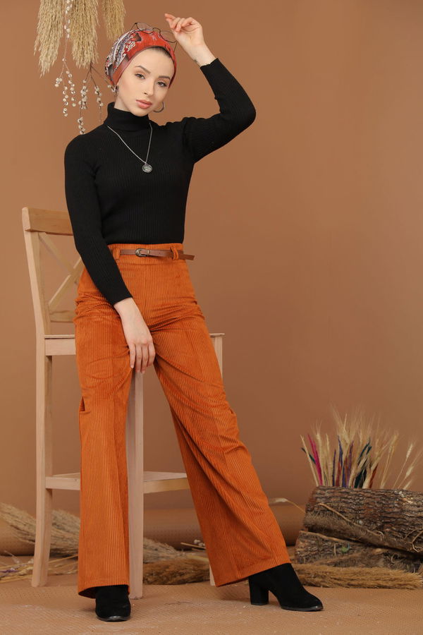 Kadife Pantolon Kemer Kiremit - 7947 Kiremit - 7947 KİREMİT