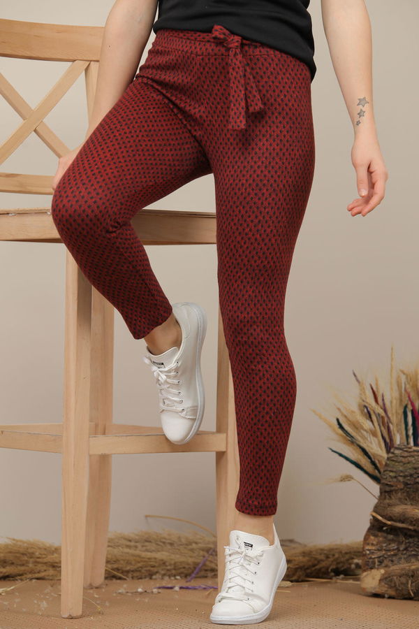 Desenlı Pantolon Bordo Siyah  Siyah - 7962