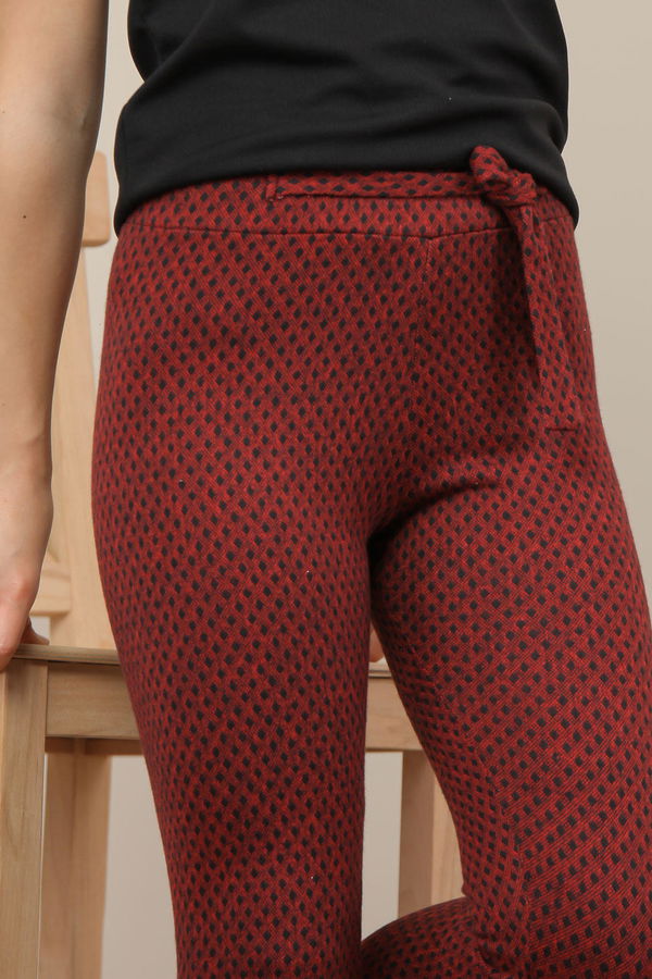 Desenlı Pantolon Bordo Siyah  Siyah - 7962