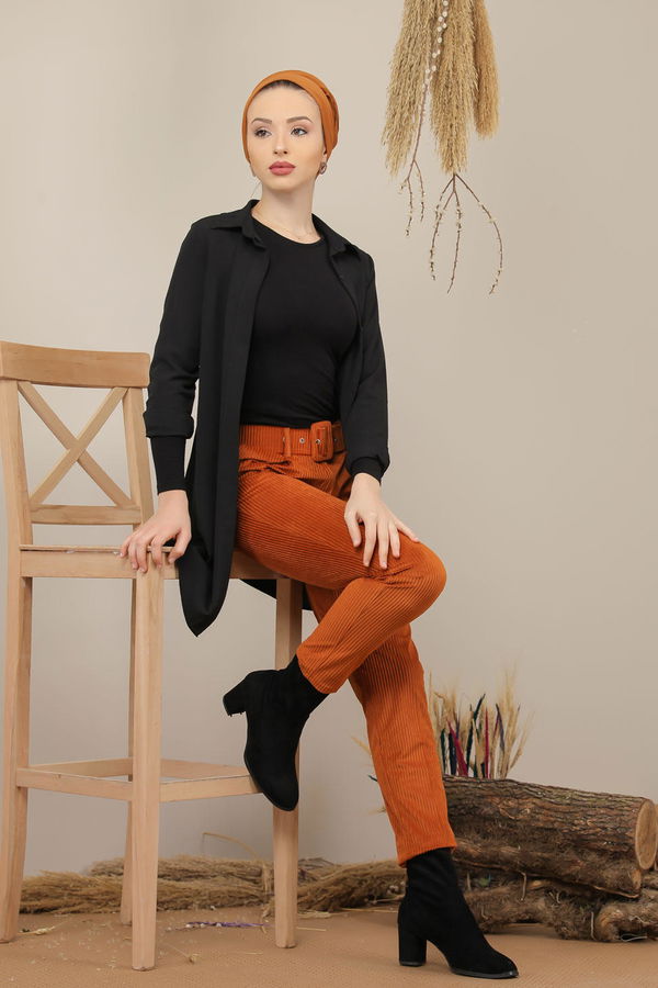 Kadife Pantolon Kemer Kiremit - 7984 Kiremit - 7984 KİREMİT