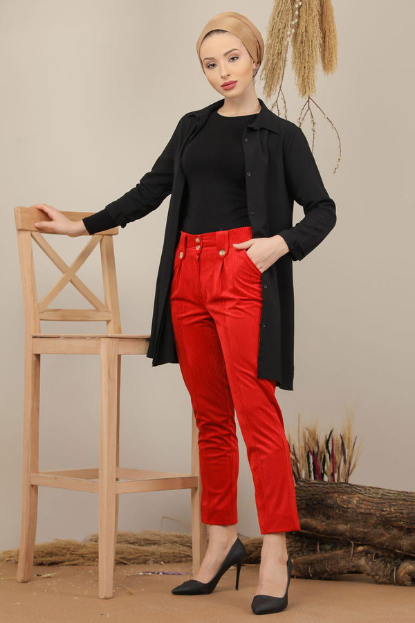 Kadife Pantolon Kırmızı - 7985 Kırmızı - 7985 Kırmızı