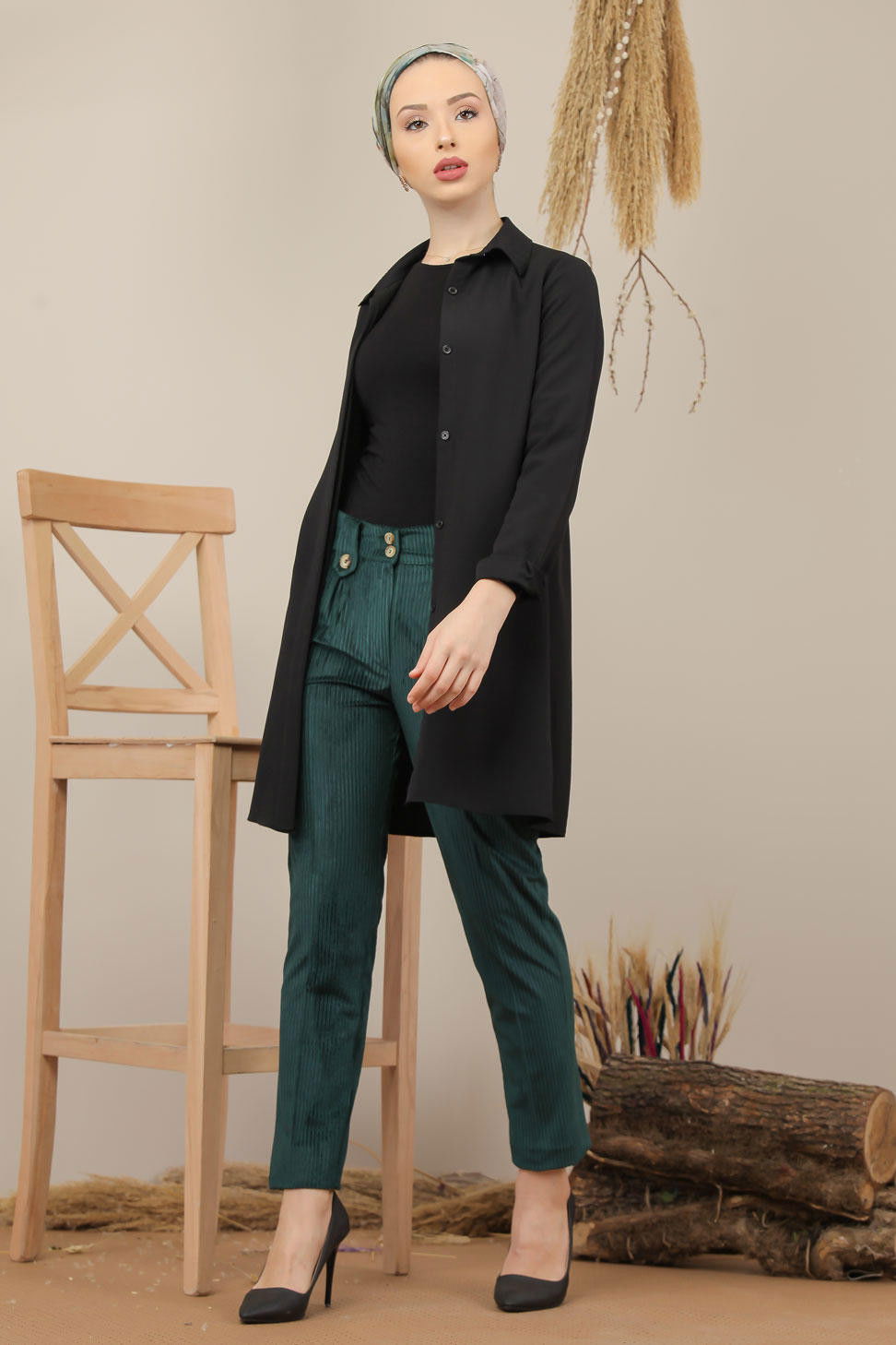 Kadife Pantolon Zumrut - 7985 Yeşil - 7985 YEŞİL