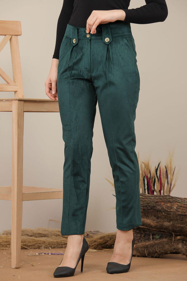 Kadife Pantolon Zumrut - 7985 Yeşil - 7985 YEŞİL
