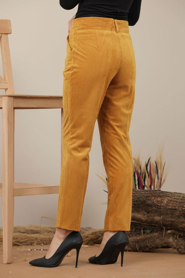 Kadife Pantolon Hardal - 7985 Sarı - 7985