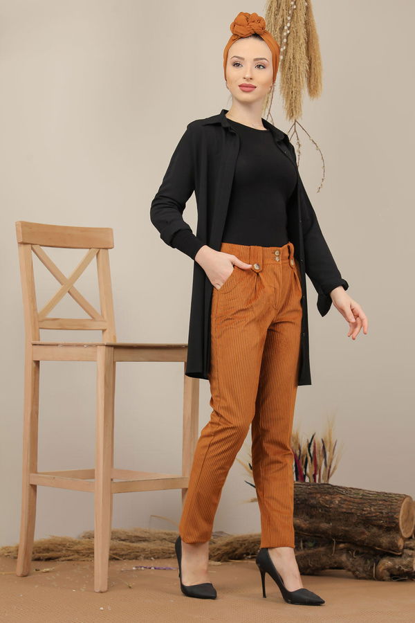 Kadife Pantolon Kahve - 7985 Kahverengi - 7985 KAHVERENGİ