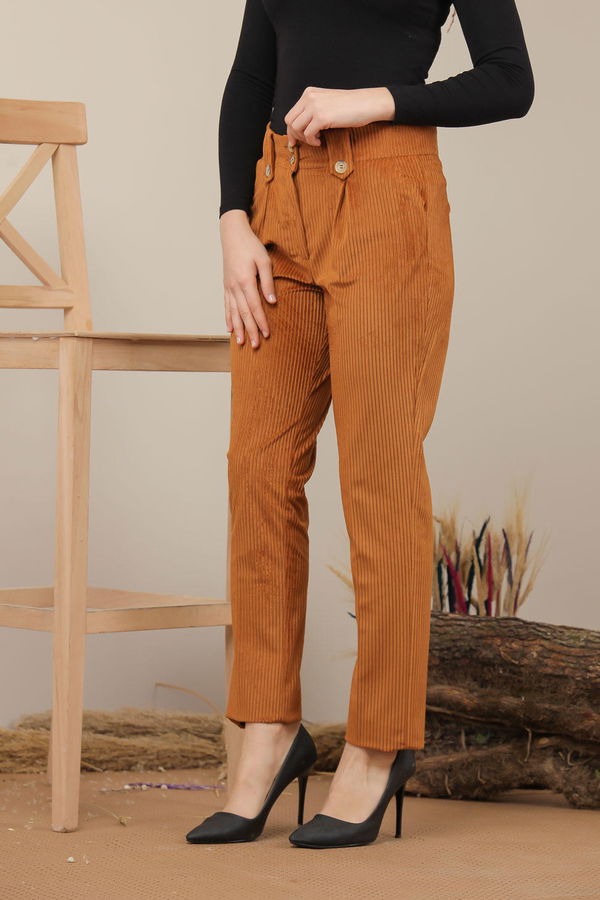Kadife Pantolon Kahve - 7985 Kahverengi - 7985 KAHVERENGİ
