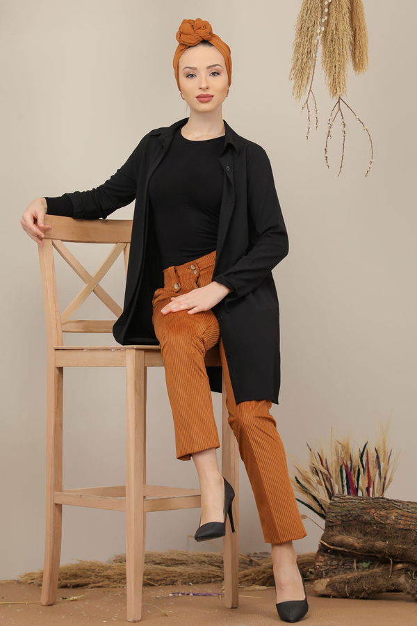 Kadife Pantolon Kahve - 7985 Kahverengi - 7985 KAHVERENGİ