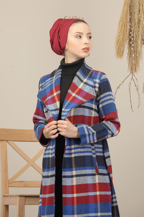 Kaşe Kaban Saks - 7939 Mavi - 7939 MAVİ