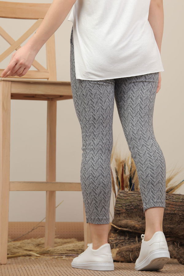 Cepli Çizgili Pantolon Gri  Gri - 7979