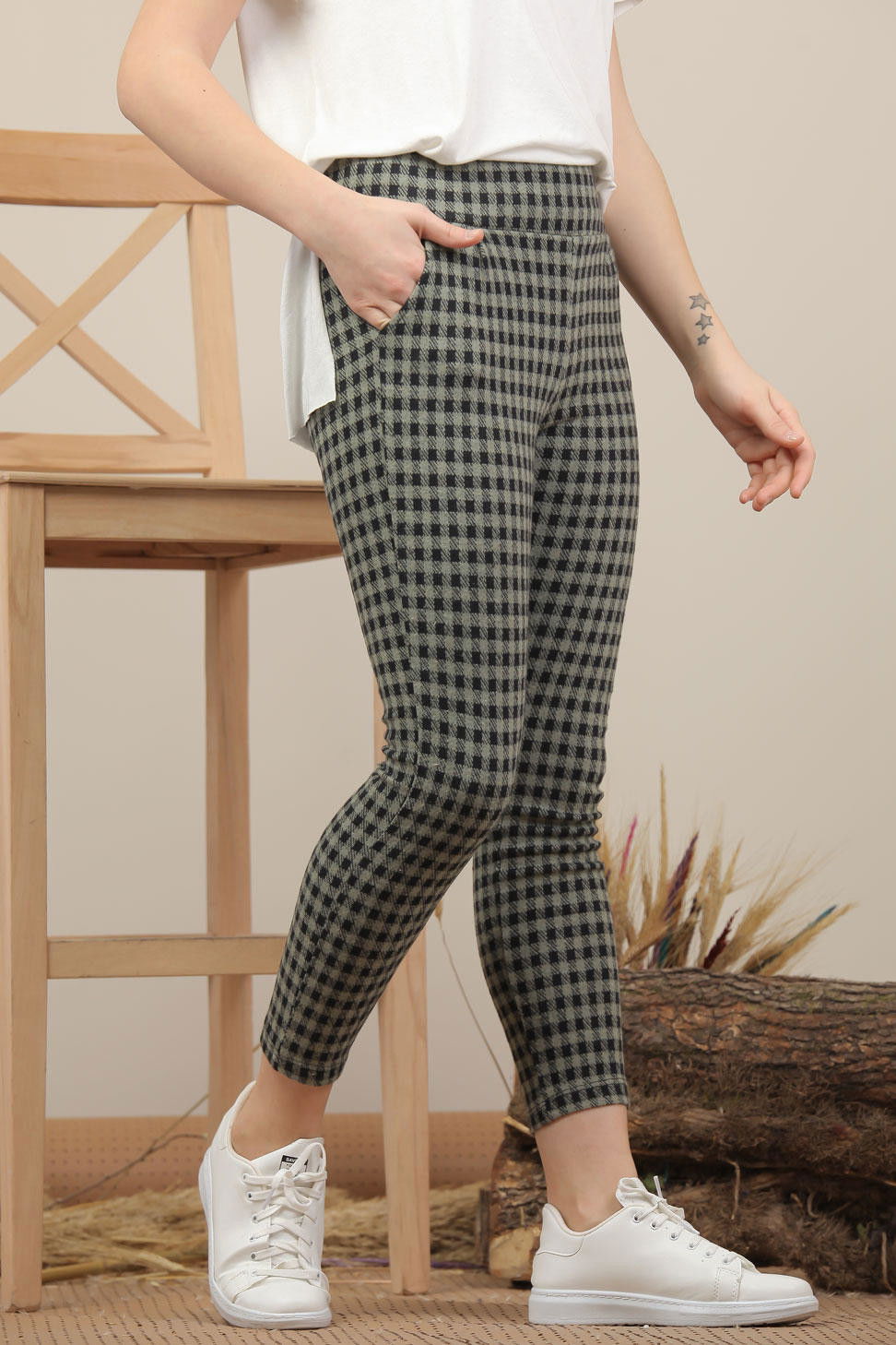 Cepli Ekose Pantolon Haki Siyah - 7981 Siyah - 7981