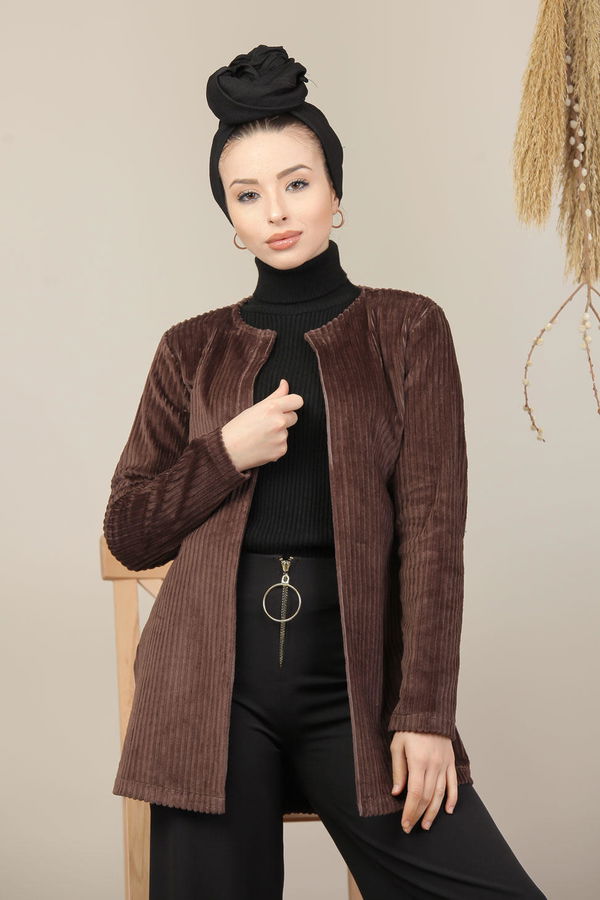 Kadife Ceket Kahve - 8105 Kahverengi - 8105 KAHVERENGİ