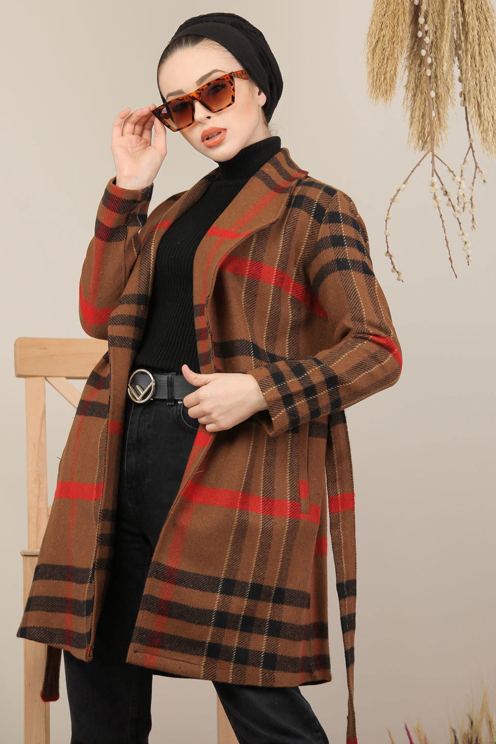 Kuşaklı Kaban Kahve - 7992 Kahverengi - 7992 KAHVERENGİ