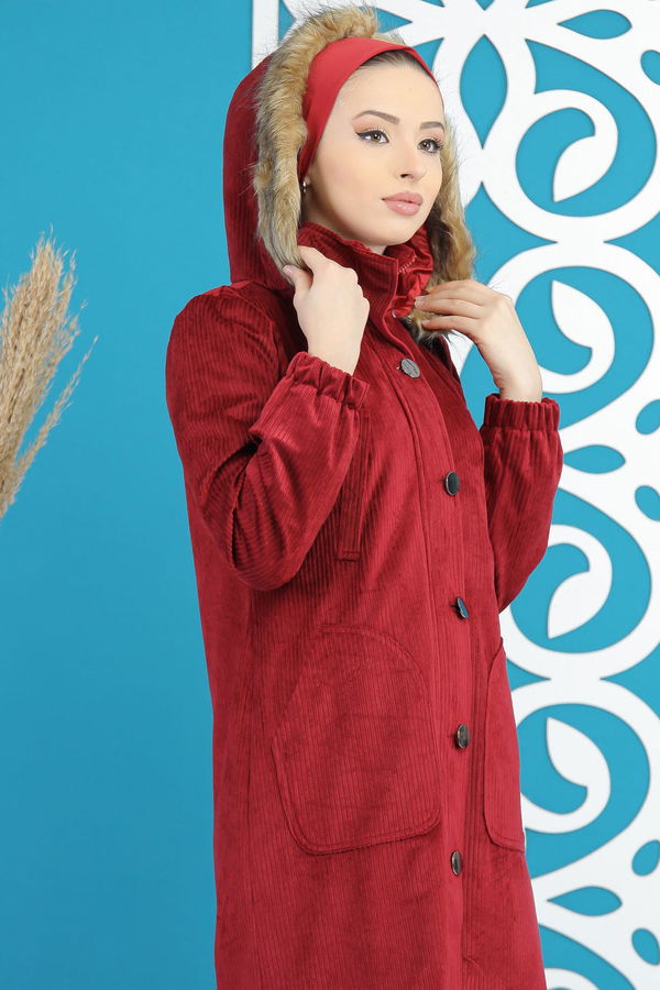 Kadife Mont Astarlı Siyah  Bordo - 1308