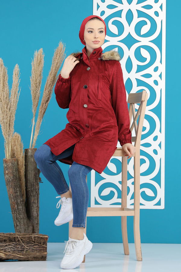 Kadife Mont Astarlı Siyah  Bordo - 1308