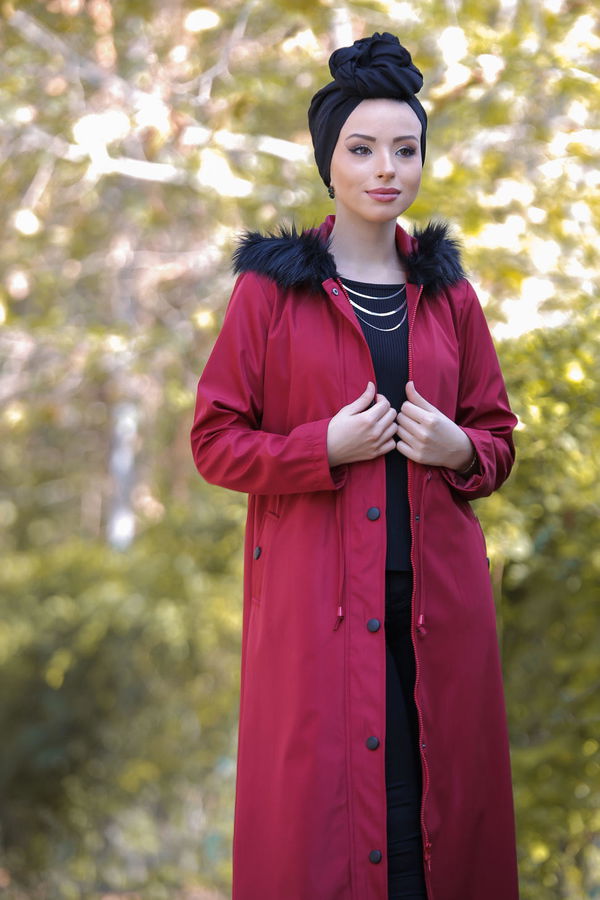 Trenç Mont Astarlı Siyah  Bordo - 1296 BORDO