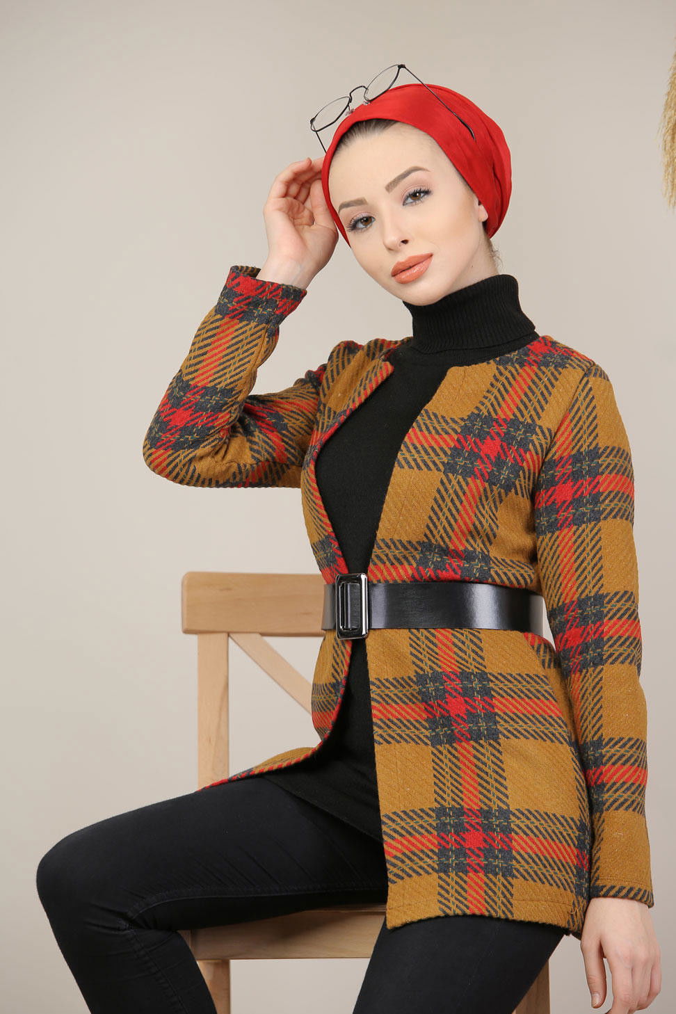 Ekose Ceket Taba - 8122 Taba - 8122