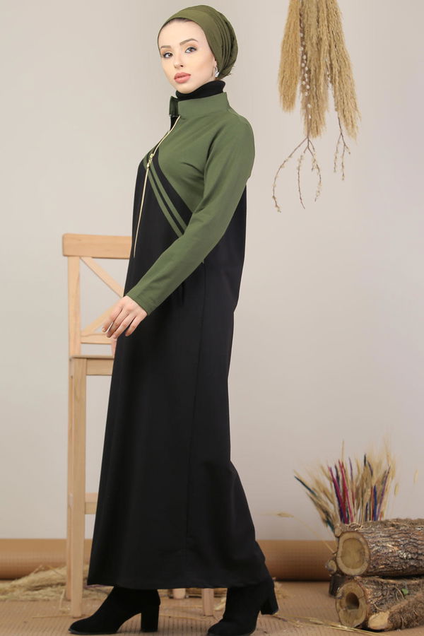 Fermuarlı Hırka Siyah  Haki - 5205