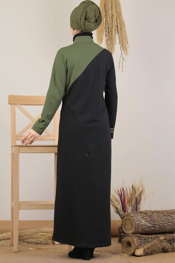 Fermuarlı Hırka Siyah  Haki - 5205